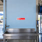 Red safety sign sticker reading 'Not drinking water' with crossed-out bottle icon