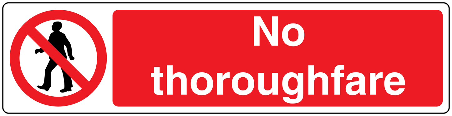No thoroughfare safety sign sticker, red with crossed-out walking figure