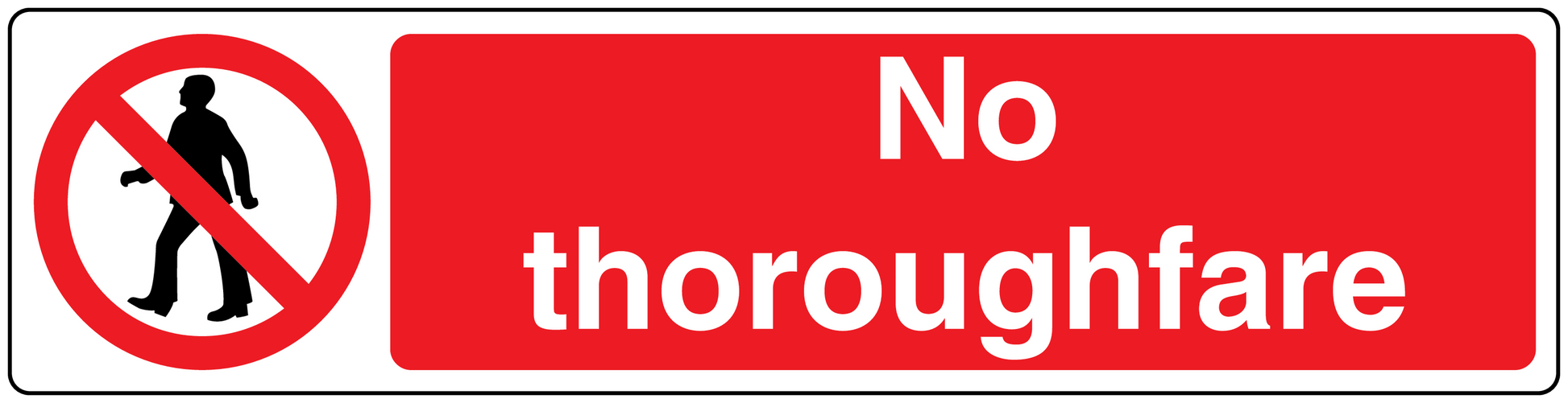 No thoroughfare safety sign sticker, red with crossed-out walking figure