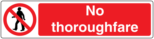 No thoroughfare safety sign sticker, red with crossed-out walking figure