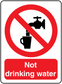 Safety sign sticker: red circle slash, Not drinking water text