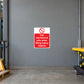 Safety sign sticker with red circle-slash and red text on white square