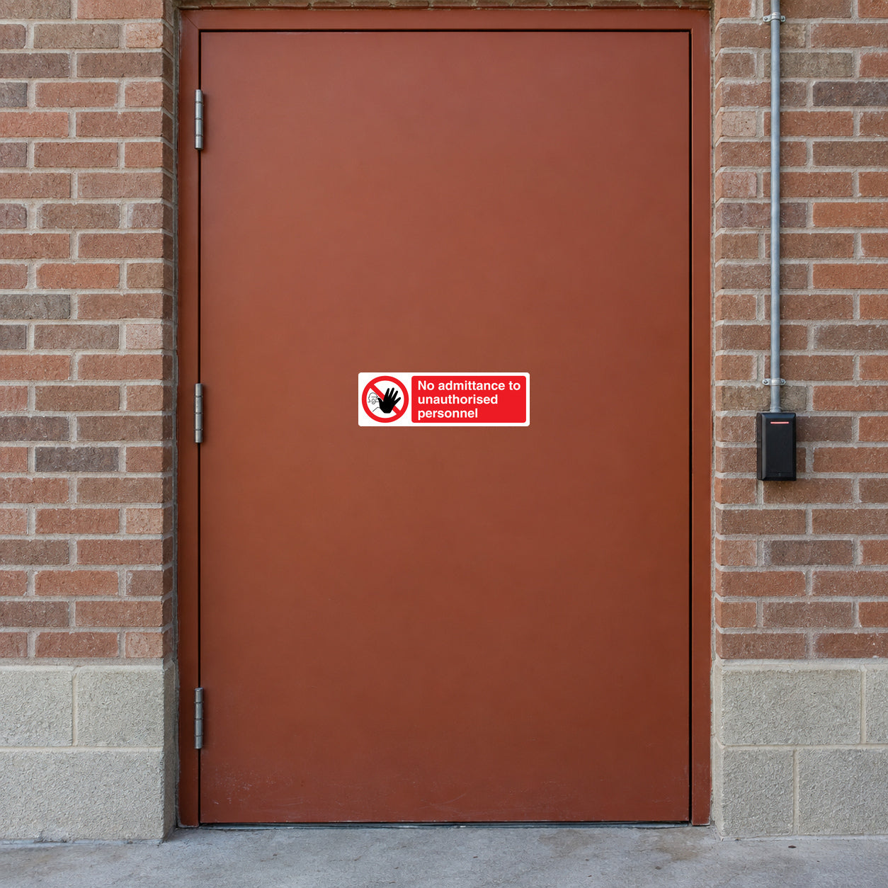 Safety sign sticker: No admittance to unauthorized personnel, red prohibition