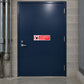 Safety sign sticker: red circle 'No access for unauthorized persons' on door