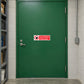 Safety sign sticker: no unauthorized persons allowed in these stores