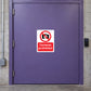 NO safety sign sticker with red circle-slash camera icon and text "Cameras prohibited"