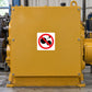 Safety sign sticker with red circle prohibition and black hand icon