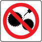 No safety sign sticker with red prohibition circle and crossed gears icon