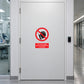 Red no mobile phone safety sign sticker with phone icon and slash