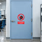 No mobile phone safety sign sticker with red prohibition circle and phone icon