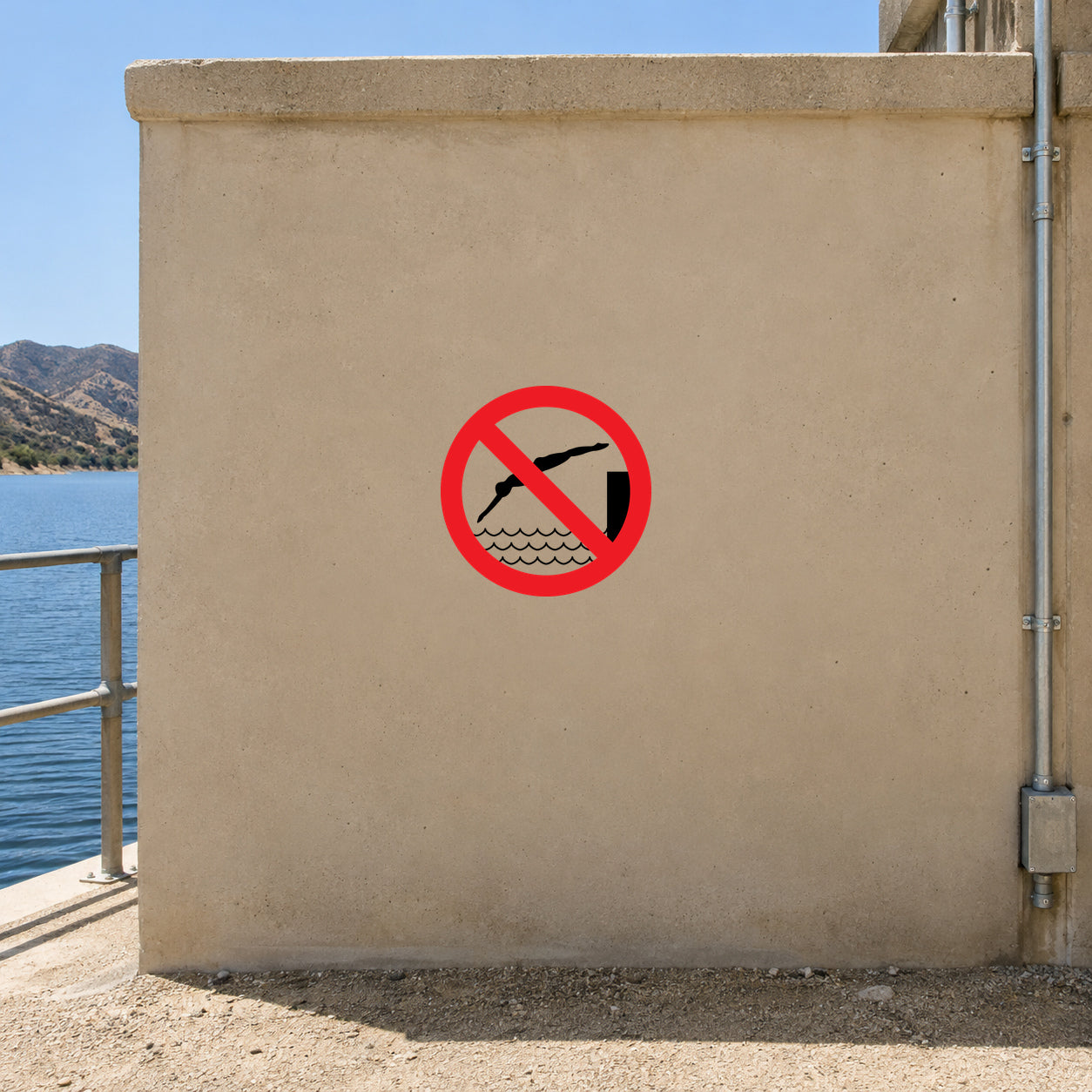 No safety sign sticker with red circle-slash symbol