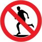 Safety sign sticker with red no-walking symbol and barred silhouette