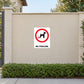 Square no-fouling dog sign sticker, white with red circle, black dog icon, 'NO FOULING'