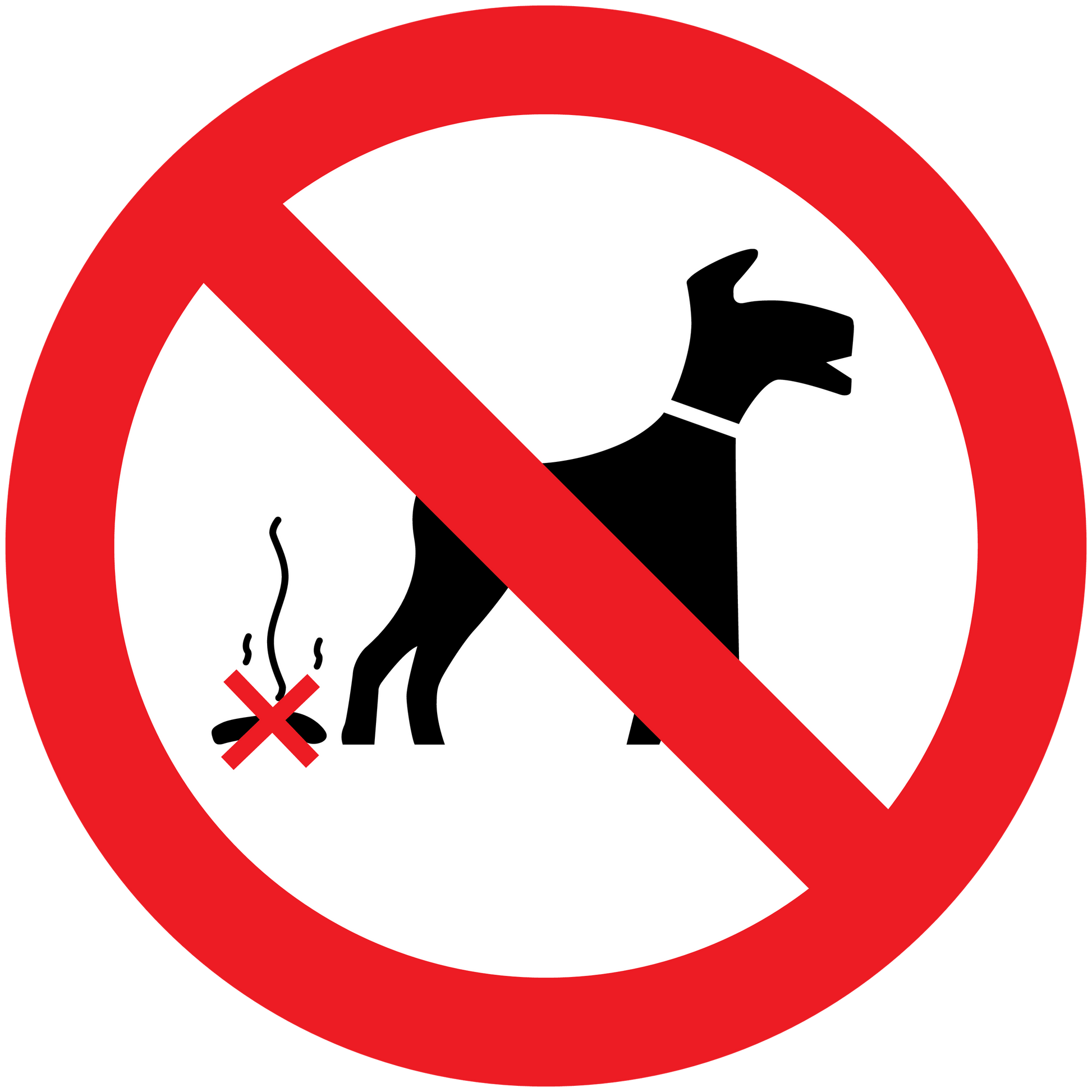No dogs sign sticker with red prohibition circle over a dog and bone icon