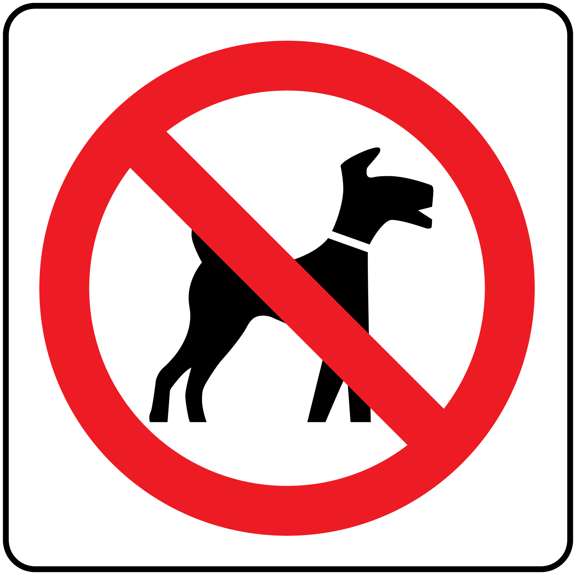 No dog sign sticker with red circle slash and black dog silhouette
