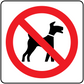 No dog sign sticker with red circle slash and black dog silhouette