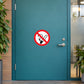 No smoking sign sticker with red circle and crossed cigarette symbol