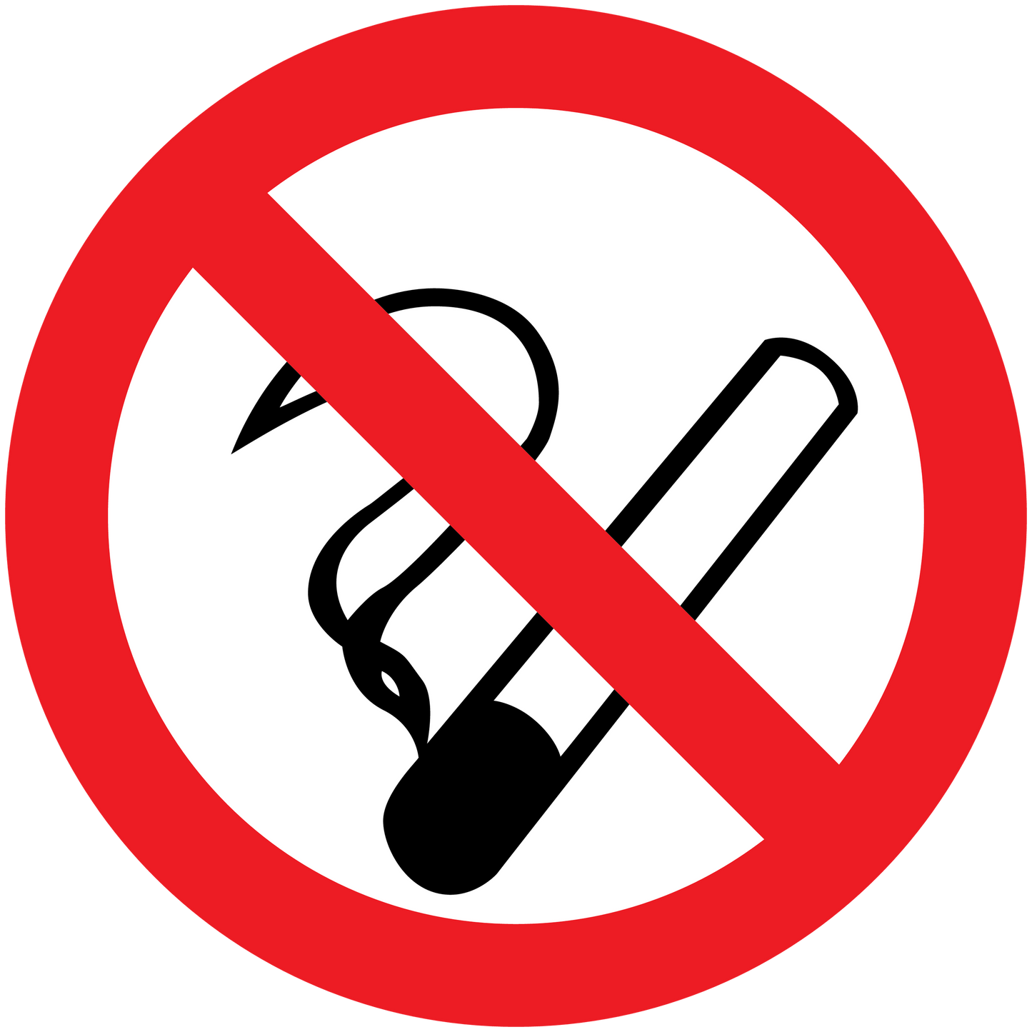 No smoking sign sticker with red circle slash over cigarette icon