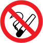 No smoking sign sticker with red circle slash over cigarette icon