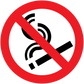 No smoking sign sticker with red prohibition circle and crossed cigarette icon