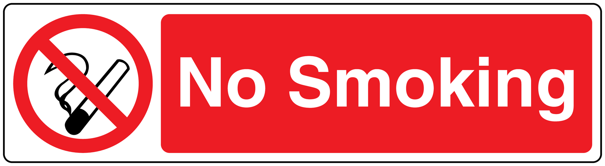 Red No Smoking sign sticker with white text and crossed cigarette icon