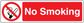 Red No Smoking sign sticker with white text and crossed cigarette icon