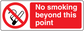 No smoking sign sticker, red panel with white text and crossed cigarette symbol