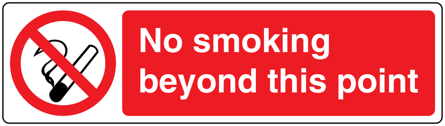 Red no smoking sign sticker with crossed cigarette icon and 'NO smoking beyond this point'