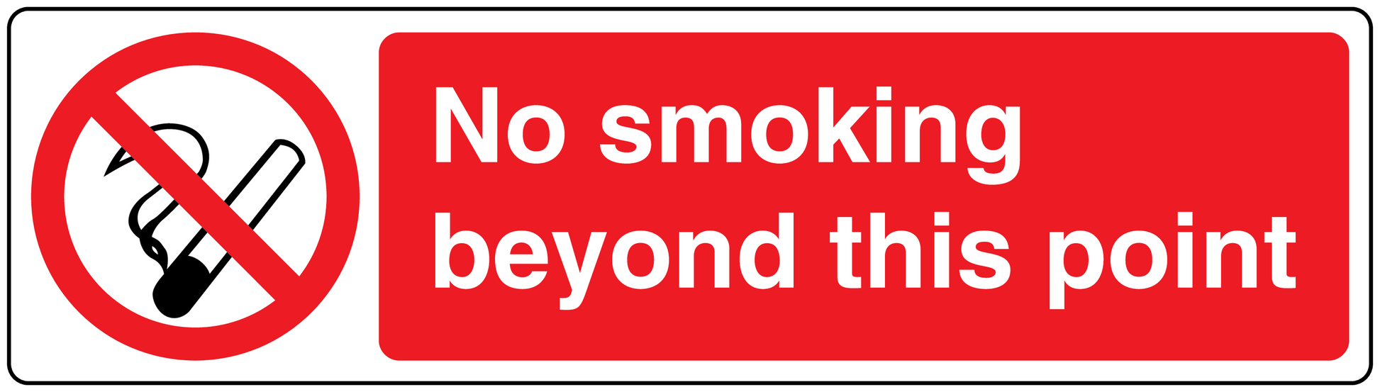 Red no smoking sign sticker with crossed cigarette icon and 'NO smoking beyond this point'