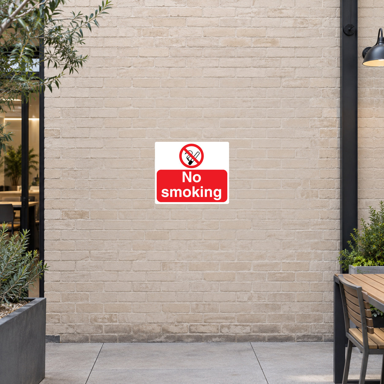 No Smoking sign sticker with cigarette icon and red No Smoking label