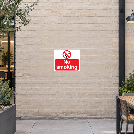 No Smoking sign sticker with cigarette icon and red No Smoking label