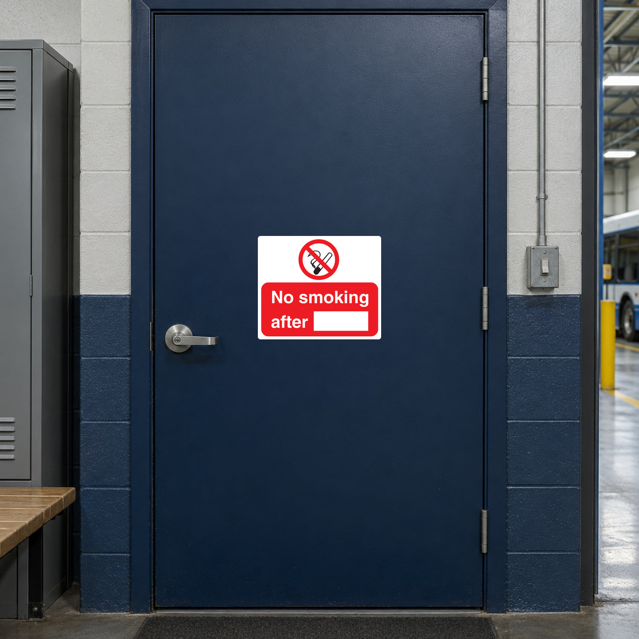 No smoking sign sticker: crossed cigarette and 'No smoking after' text