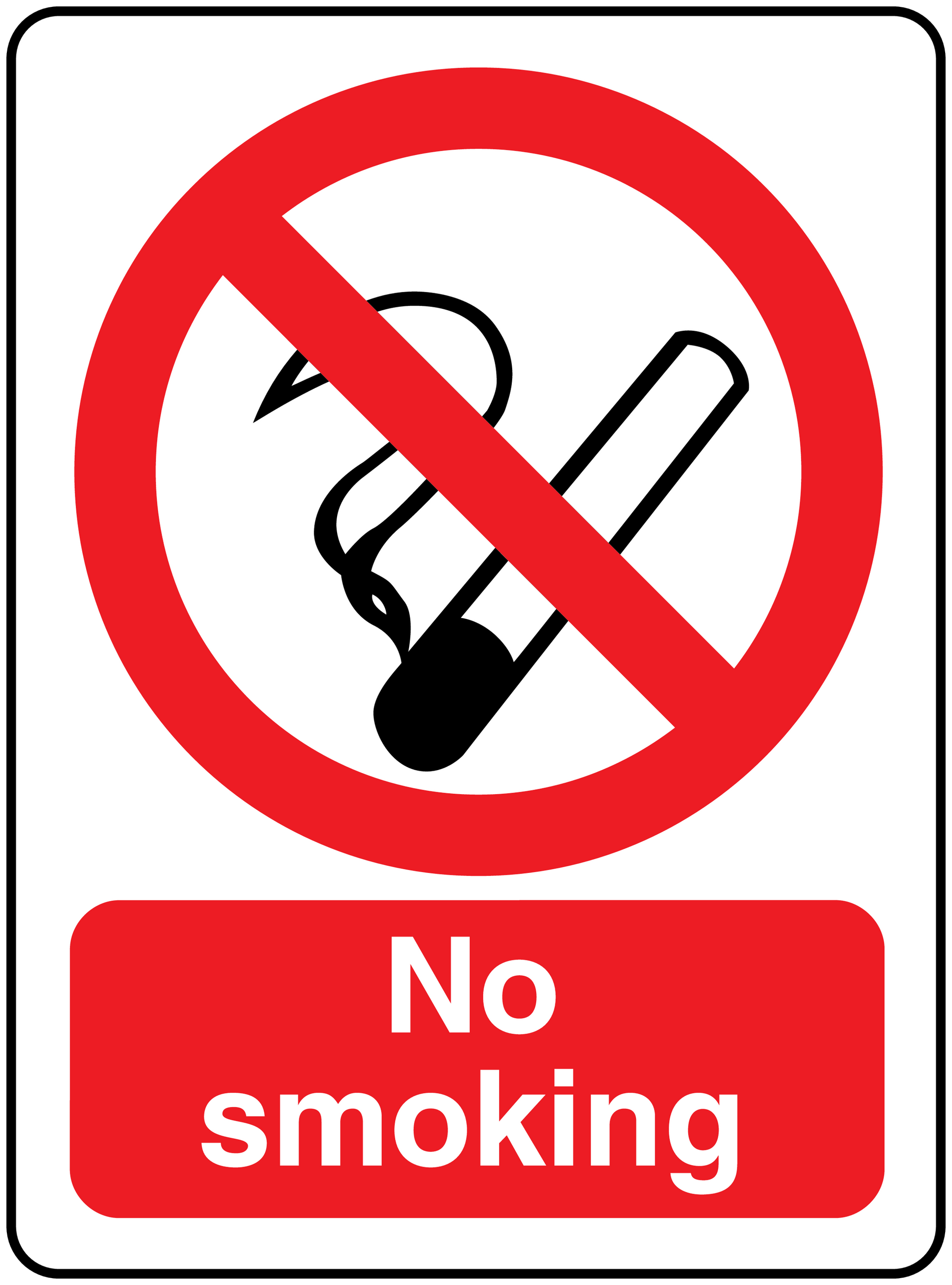 Red no smoking sign sticker with crossed-out cigarette icon and 'No smoking' text