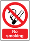 Red no smoking sign sticker with crossed-out cigarette icon and 'No smoking' text