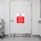 NO Smoking Sign Sticker applied in white smooth laboratory entry door, stainless trolley at far left
