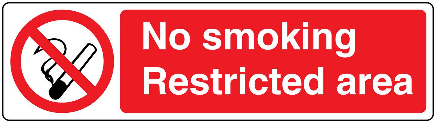 No Smoking sign sticker with crossed-out cigarette icon and red message panel
