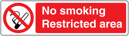 No Smoking sign sticker with crossed-out cigarette icon and red message panel