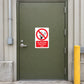 No smoking sign sticker: red circle-slash cigarette icon, 'No Smoking Restricted area'