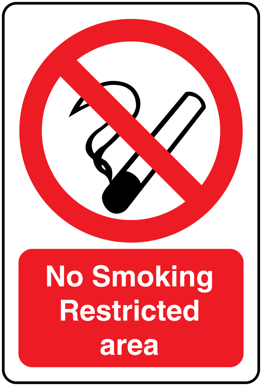 No Smoking restricted area sign sticker with crossed cigarette icon and text