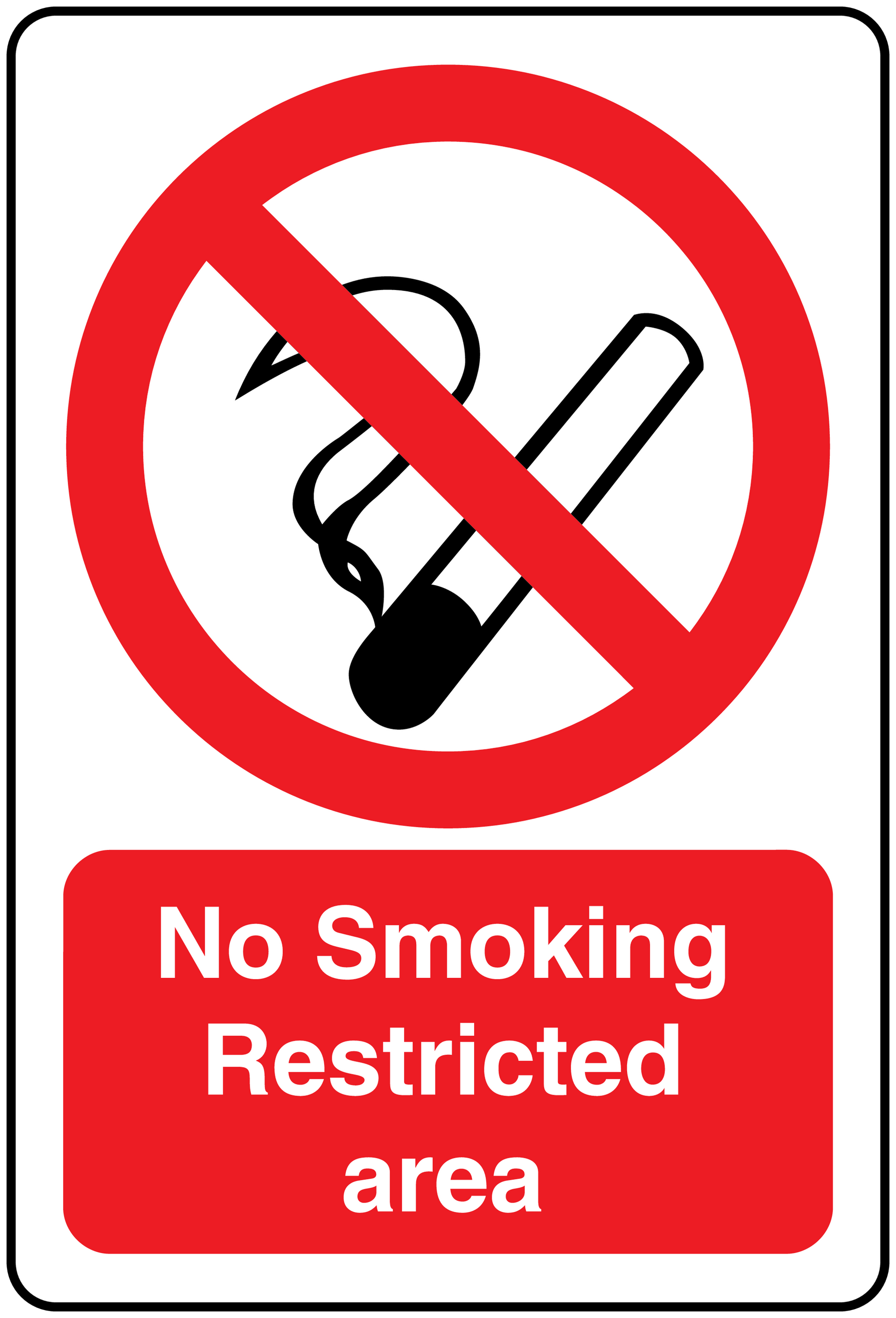No Smoking restricted area sign sticker with crossed cigarette icon and text