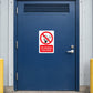 No smoking sign sticker with red slash icon and 'No smoking'/'Flammable' text