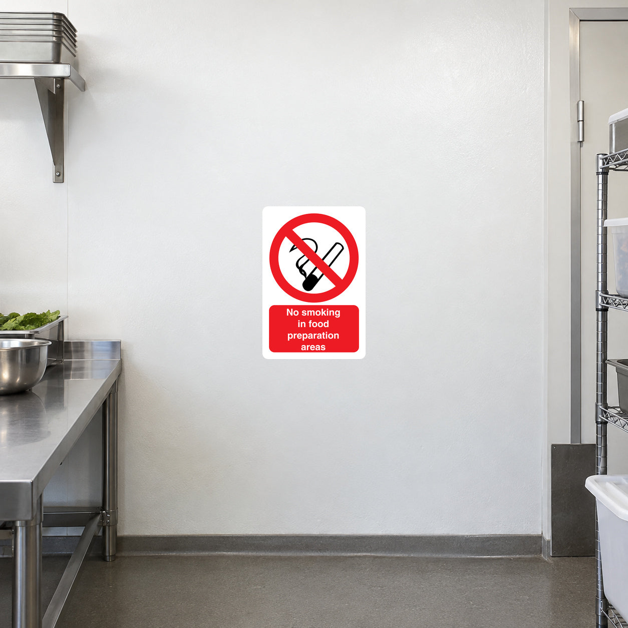 No Smoking sign sticker with red slash and warning text on a white background