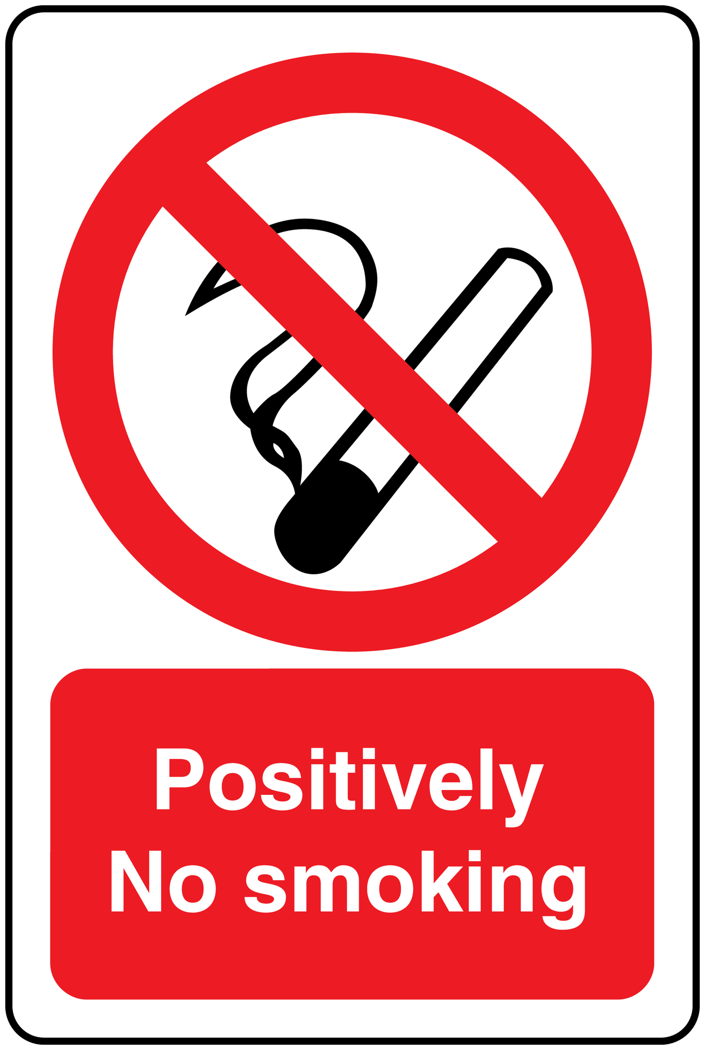 No smoking sign sticker with cigarette icon and "Positively No Smoking" text