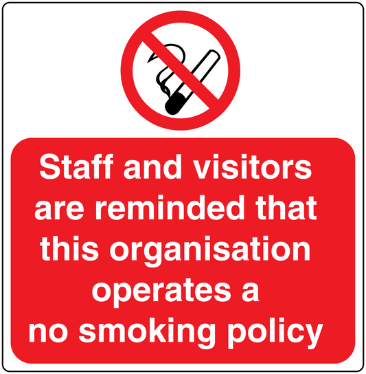 No smoking sign sticker with red message box and crossed cigarette icon