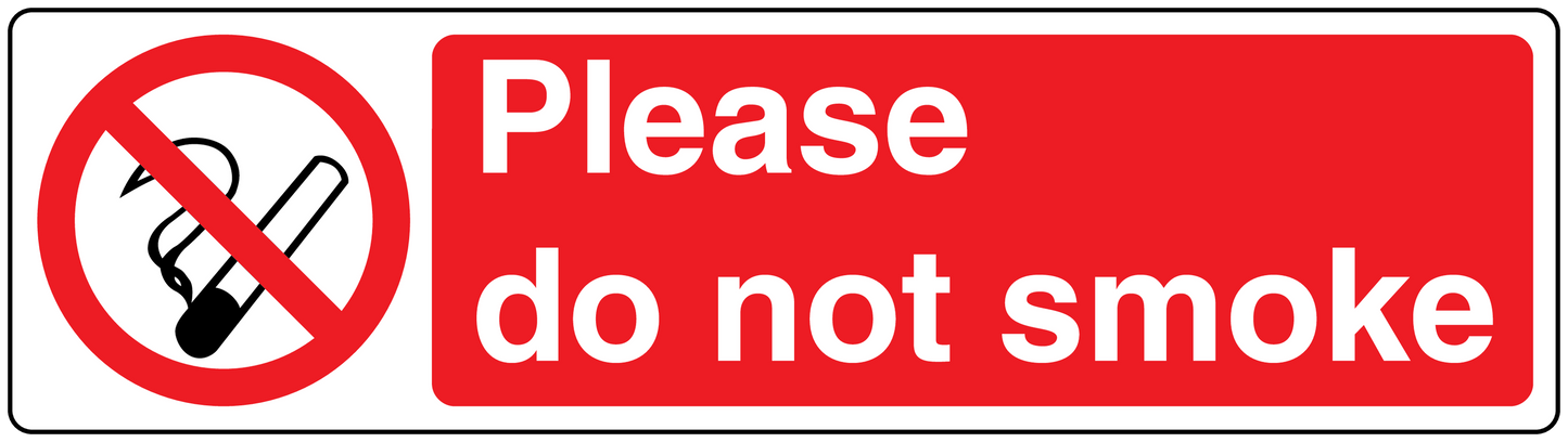 No smoking sign sticker: Please do not smoke text with crossed-cigarette icon