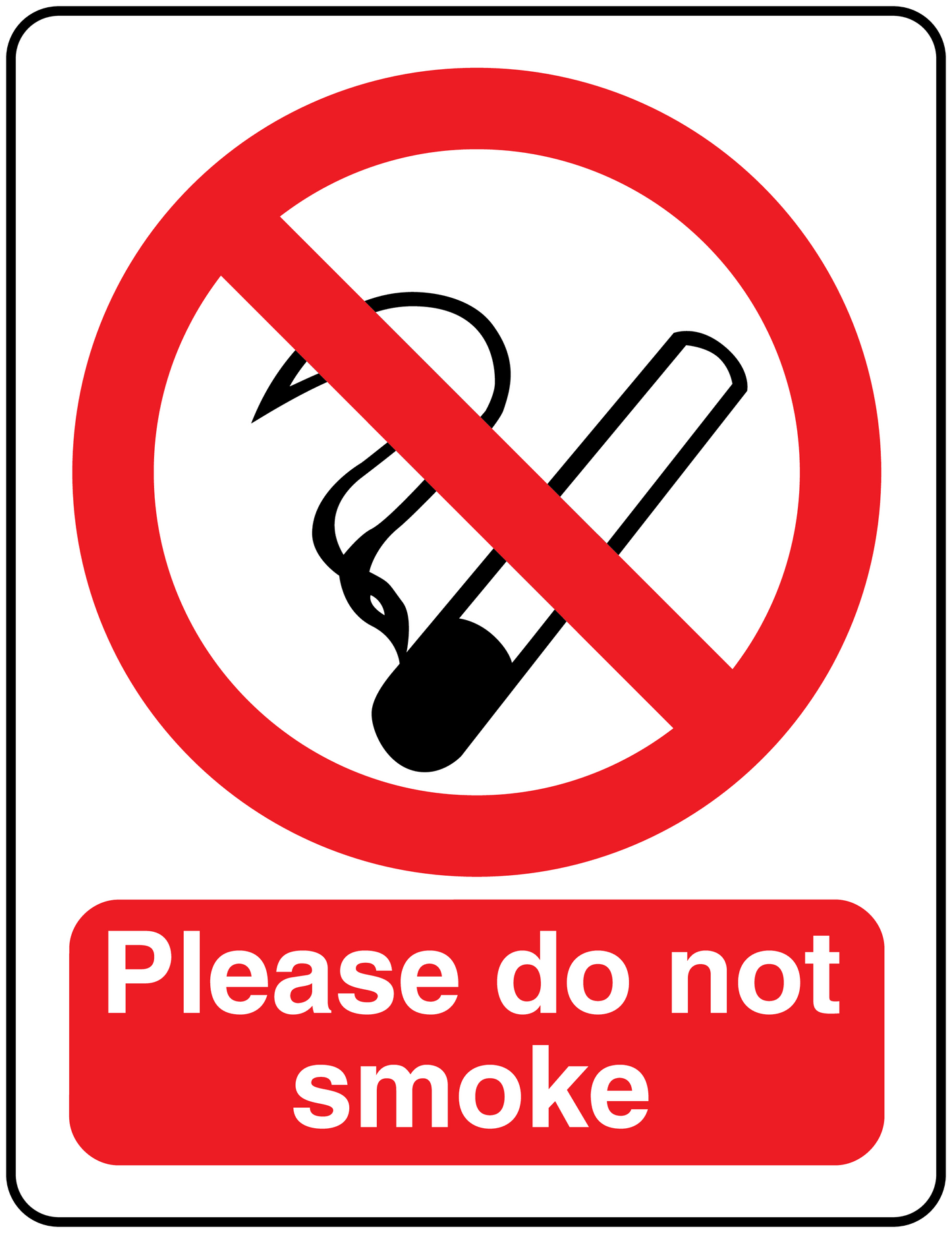No smoking sign sticker: red circle prohibition and 'Please do not smoke'.