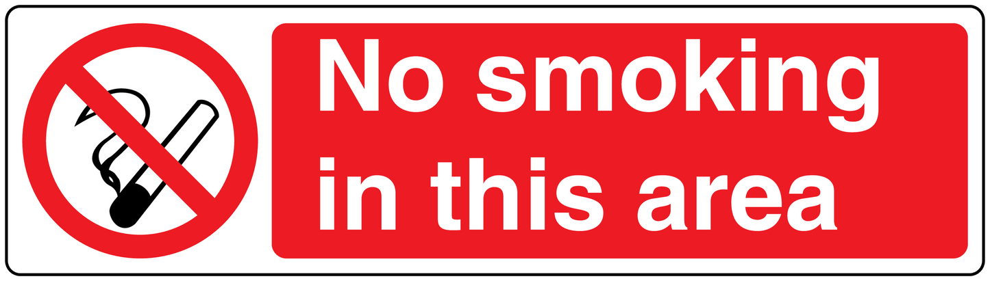 No smoking sign sticker with no-smoking symbol and text "No smoking in this area".