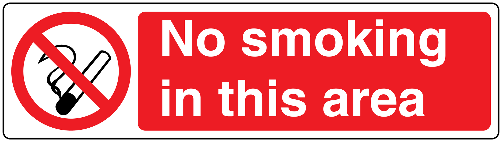 No smoking sign sticker with no-smoking symbol and text "No smoking in this area".