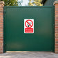 No Smoking sign sticker with red prohibition symbol and "No Smoking on premises" text