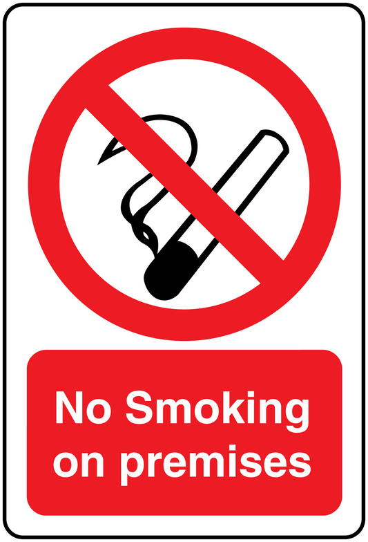 No Smoking sign sticker with red circle slash and text 'No Smoking on premises'